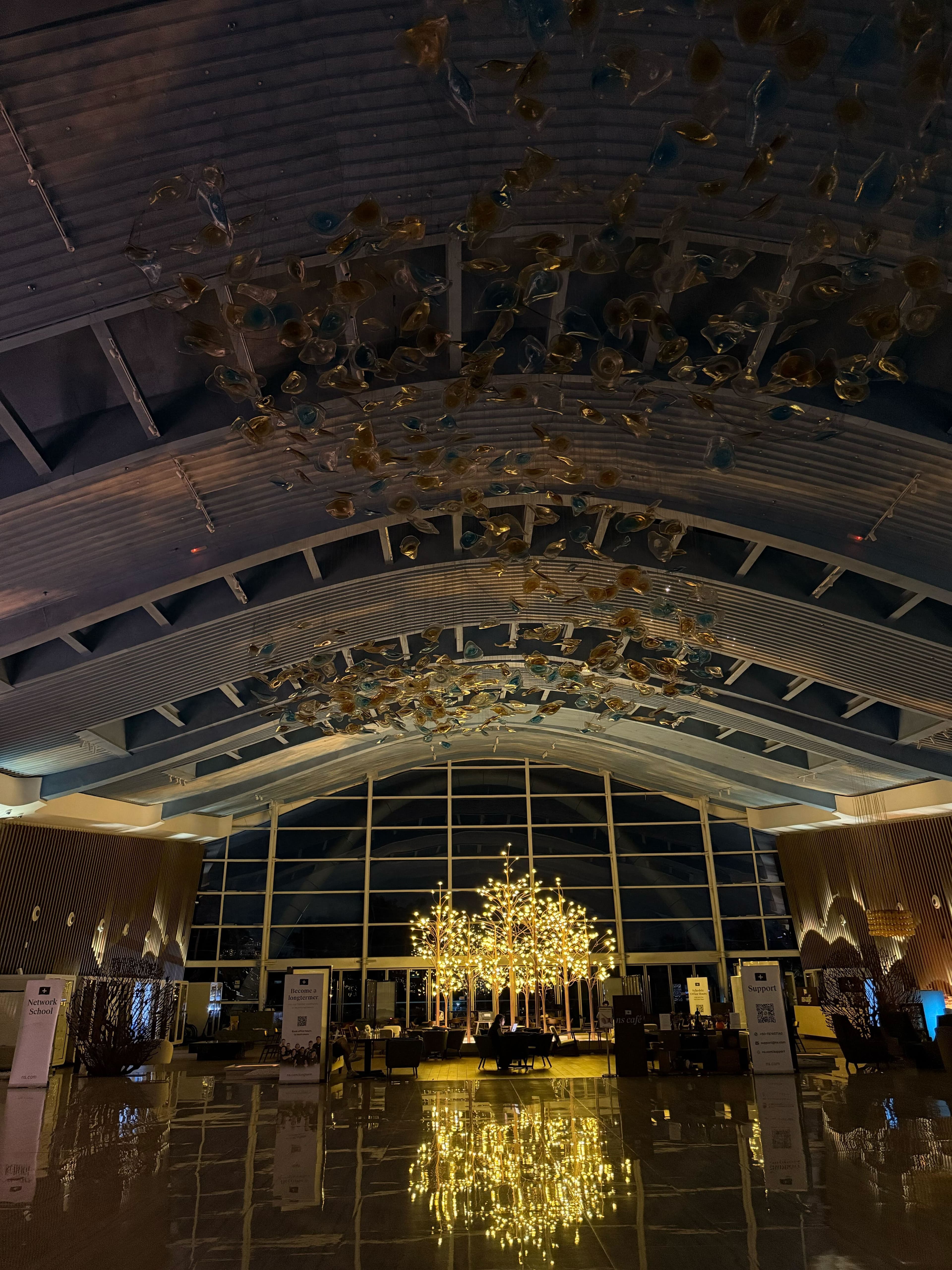Grand venue lobby with chandelier